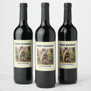 Mummy And Baby Meerkat, Birthday Wine Label