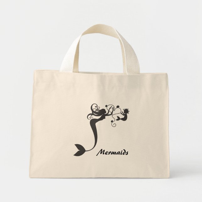 Mummy and baby Mermaids Mini Tote Bag (Front)