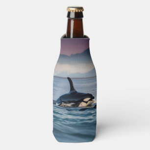 Mummy And Baby Orcas In The Ocean, Bottle Cooler