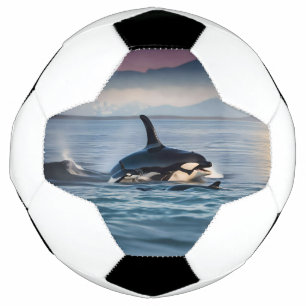 Mummy And Baby Orcas In The Ocean, Football