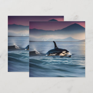 Mummy And Baby Orcas In The Ocean, Invitation