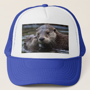 Mummy And Baby Otter Having A Cuddle In The River, Trucker Hat