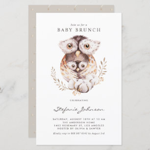 Mummy and Baby Owls Fall Baby Shower Invitation