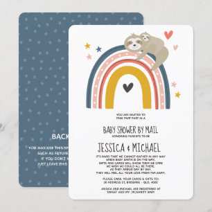 Mummy and Baby Sloth Rainbow Baby Shower by Mail Invitation