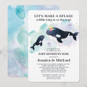 Mummy and Baby Whale Baby Shower by Mail Invitation