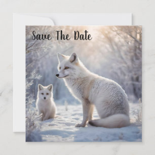 Mummy And Baby White Arctic Foxes, Save The Date