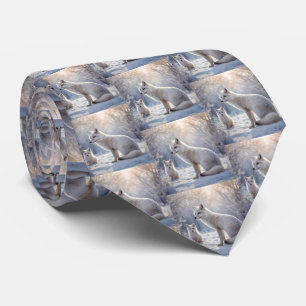 Mummy And Baby White Arctic Foxes, Tie