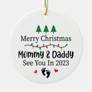 Mummy and daddy Christmas ornament baby 2023