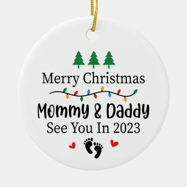 Mummy and daddy Christmas ornament baby 2023 (Front)