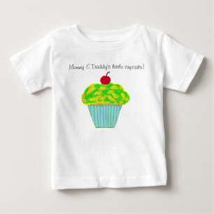 Mummy and Daddy's Little Cupcake Green Yellow Baby T-Shirt