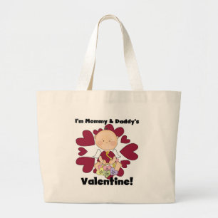 Mummy and Daddy's Valentine- Boy Cupid Large Tote Bag