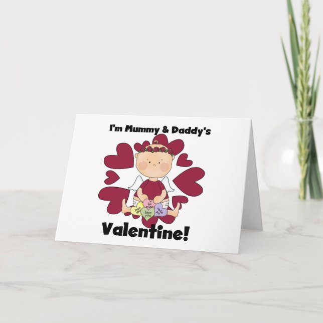 Mummy and Daddy's Valentine - Girl Cupid Holiday Card (Front)