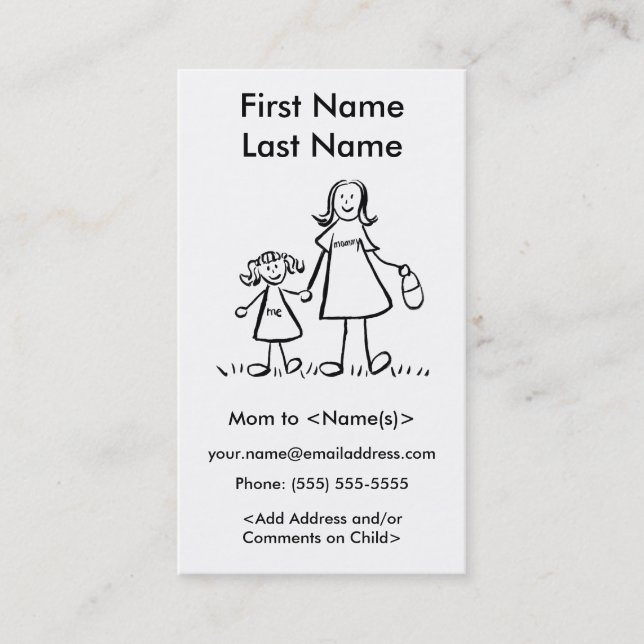 Mummy and Daughter Custom Calling Playdate Cards (Front)