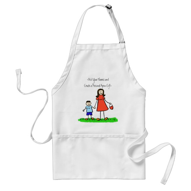 Mummy and Me Apron (Brunette - Custom Names) (Front)