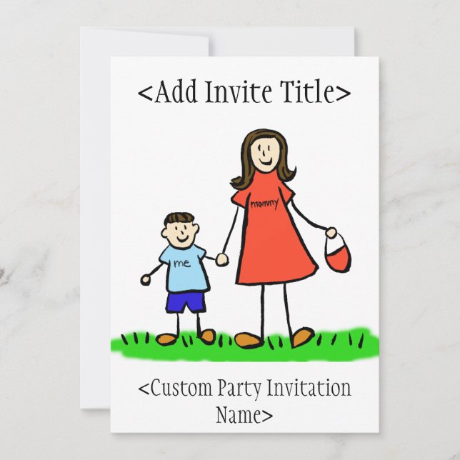 "Mummy and Me" Boy Invitation or Invite (Brunette) (Front)
