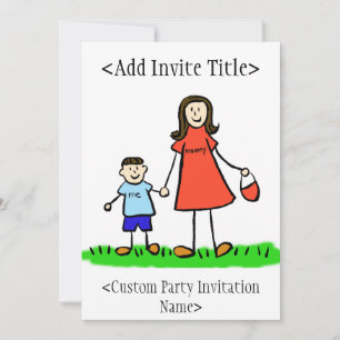 "Mummy and Me" Boy Invitation or Invite (Brunette)