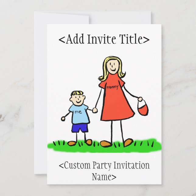 "Mummy and Me" Boy Invitation or Invites (Blonde) (Front)