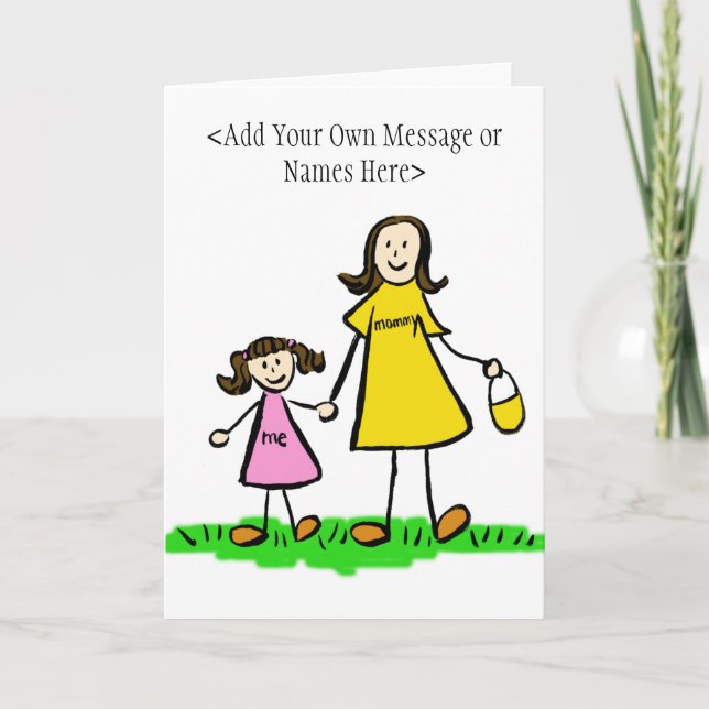 Mummy and Me Brunette Card (Customise Message) (Front)