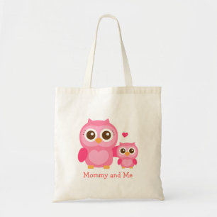 Mummy and Me, Cute Baby Owl, Pink Tote Bag