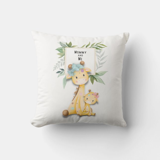 Mummy and Me (Girl) Giraffen Square Cushion (Front)