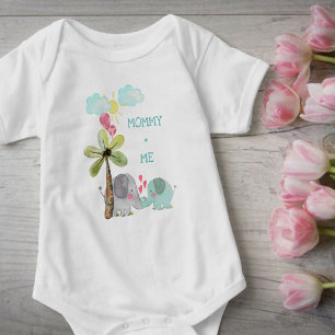 Mummy and Me   Teal Mum and Baby Elephant Bodysuit