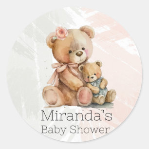 Mummy and Me Teddy Bear Baby Shower Classic Round Sticker