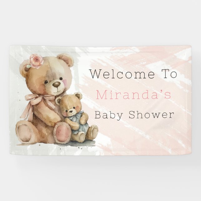 Mummy and Me Teddy Bear Baby Shower Welcome  Banner (Horizontal)