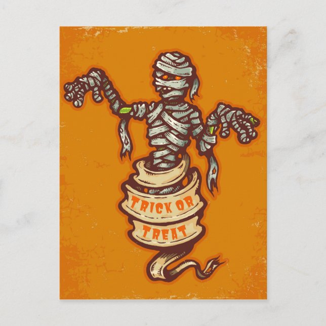Mummy and old ribbon for Halloween Postcard (Front)