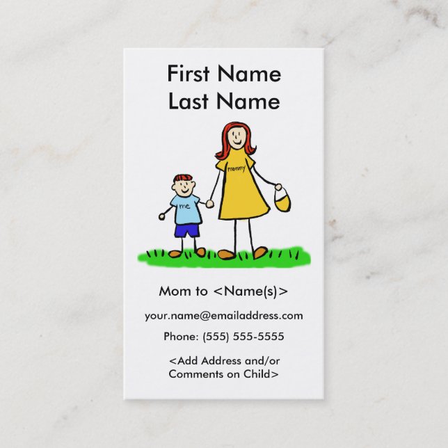 Mummy and Son Custom Photo Calling Playdate Cards (Front)