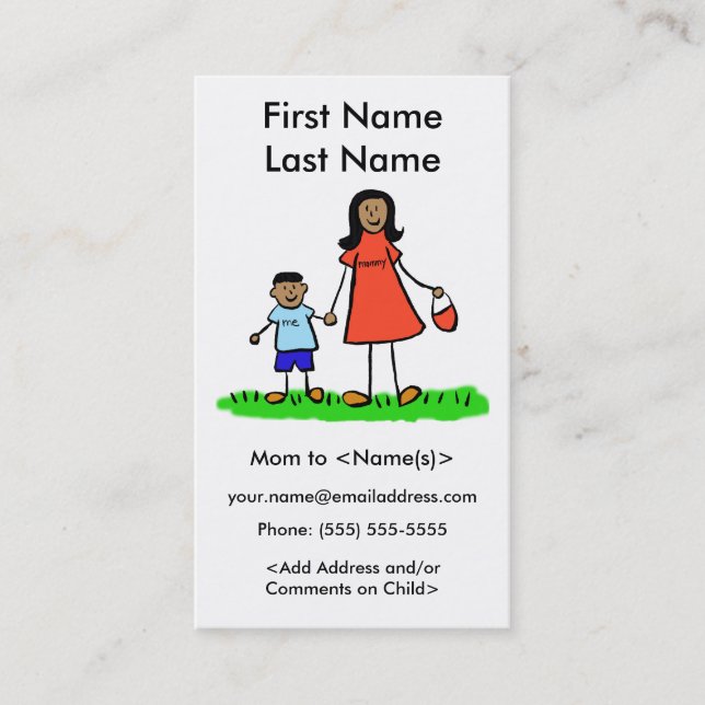Mummy and Son Custom Photo Calling Playdate Cards (Front)