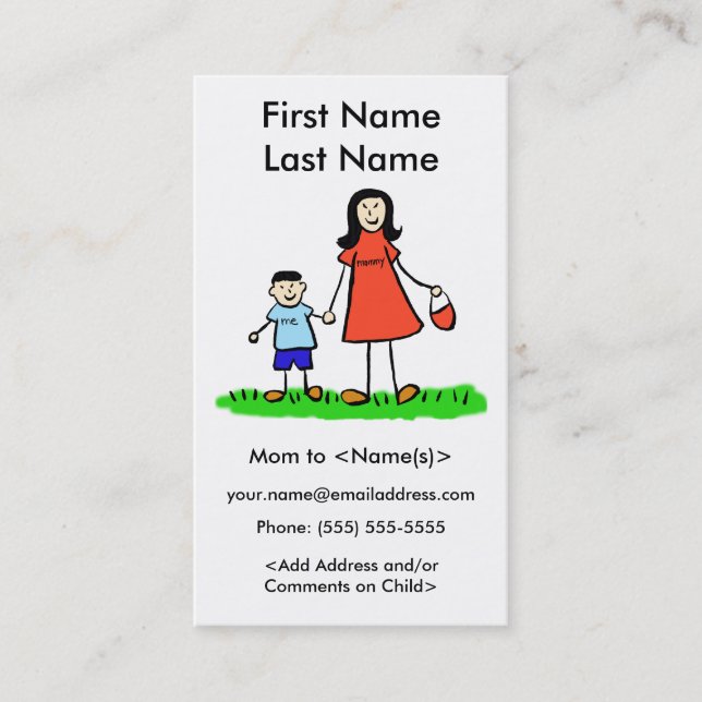 Mummy and Son Custom Photo Calling Playdate Cards (Front)
