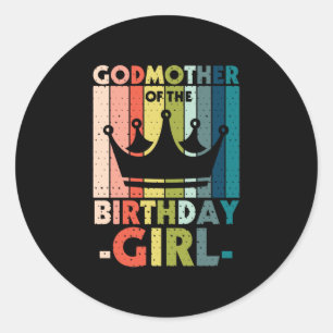 Mummy Art Godmother Of The Birthday Girl Classic Round Sticker