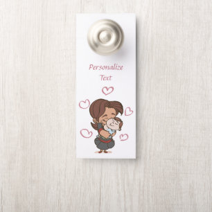 Mummy & Baby Cuddle Sleeping Personalised Door Hanger