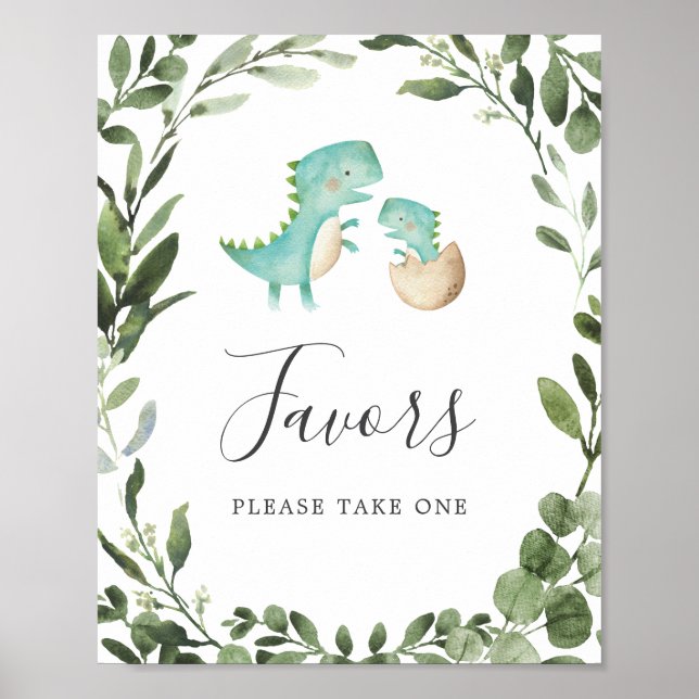 Mummy Baby Dinosaur Baby Shower Favours Sign (Front)