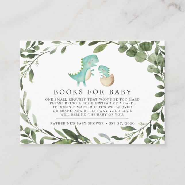 Mummy Baby Dinosaur Books For Baby Baby Shower Enclosure Card (Front)