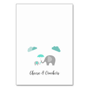 Mummy Baby Elephant with Clouds Buffet Food Labels Table Number