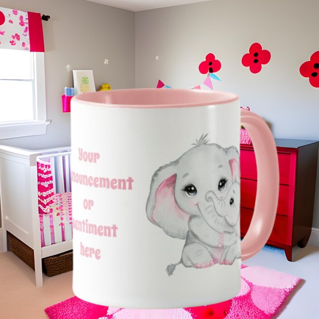 Mummy baby girl sentiment announcement mug (Creator Uploaded)