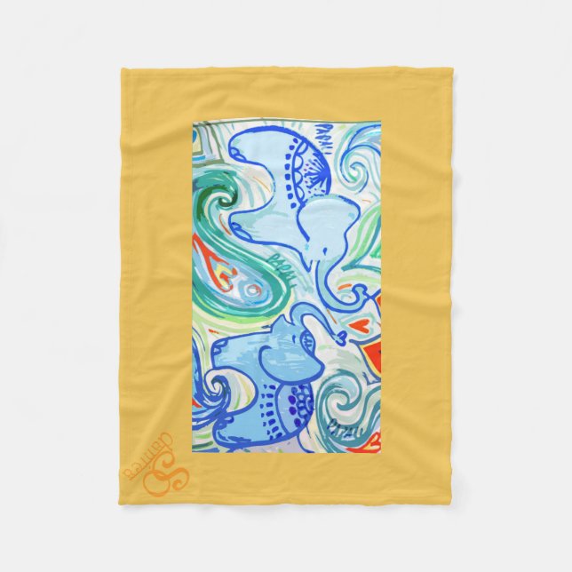 Mummy & Baby Indian Elephant Blanket (Front)