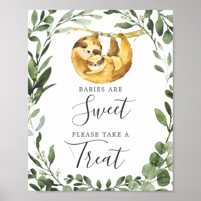 Mummy Baby Sloth Baby Shower Babies Are Sweet Sign (Front)