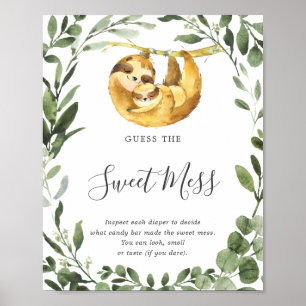 Mummy Baby Sloth Baby Shower Guess The Sweet Mess Poster