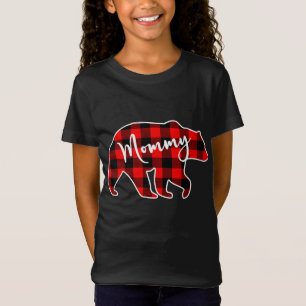 Mummy Bear Red Plaid Matching Family Christmas T-Shirt