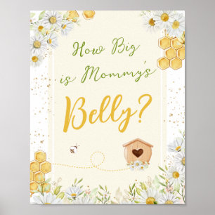 Mummy Belly Guessing Game Bumblebee Baby Shower Poster