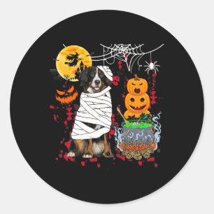 Mummy Bernese Mountain Dog Halloween Dog Scary Pum Classic Round Sticker