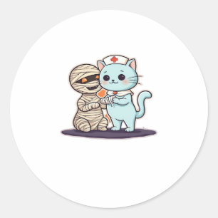 Mummy Boo-Boo Nurse Cat to the Rescue! Classic T-S Classic Round Sticker