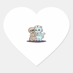 Mummy Boo-Boo Nurse Cat to the Rescue! Classic T-S Heart Sticker