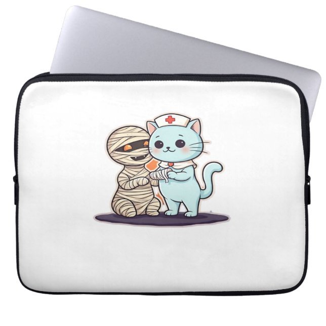 Mummy Boo-Boo Nurse Cat to the Rescue! Classic T-S Laptop Sleeve (Front)