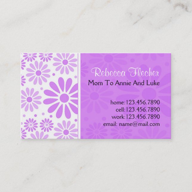 Mummy  Business Cards - Lavender Flowers (Front)