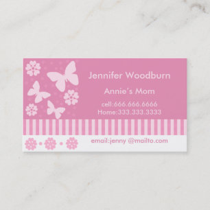 Mummy Business Cards - Pink Butterflies Flowers