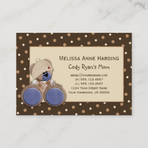 Mummy Calling Card Blue Brown Teddy Bear