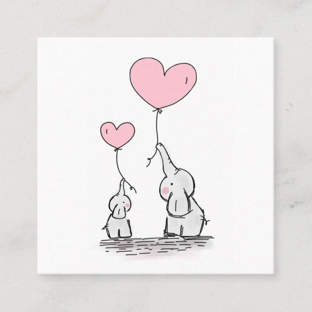 Mummy Calling Card Cute Elephants Business Card (Front)